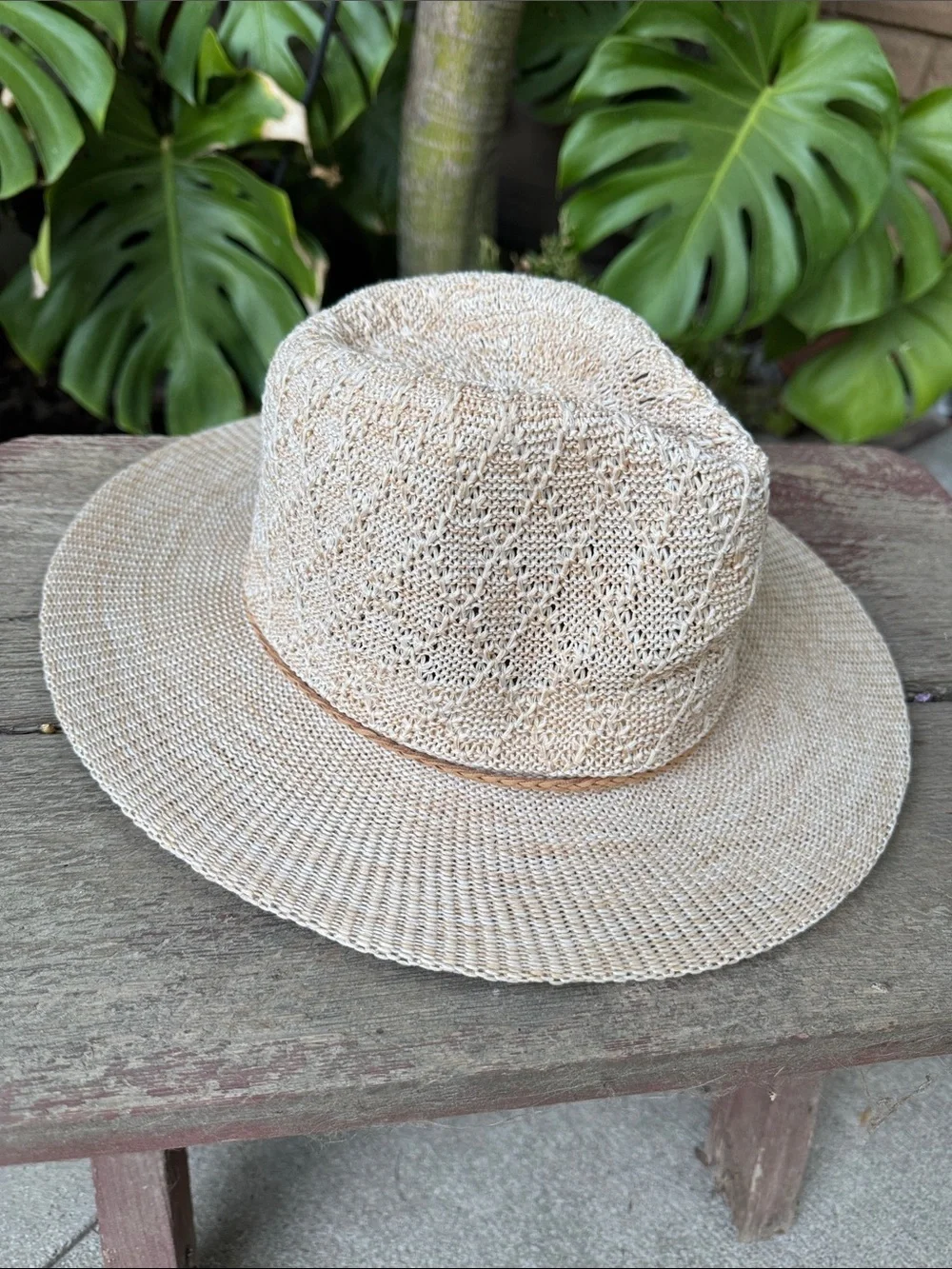 Free People Santa Barbara Packable Hat Vanilla Combo NWT Ivory OS Adjustable